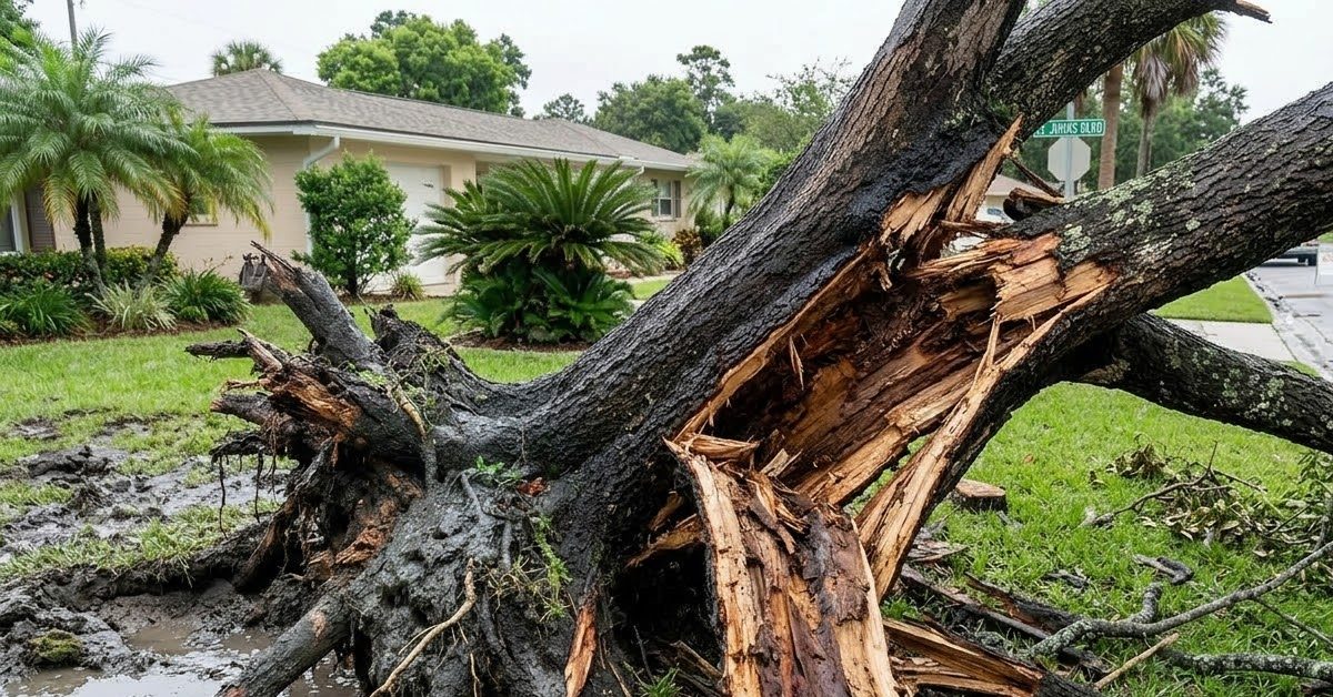 cracked tree trunk structural damage